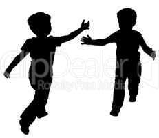 Silhouettes of two little boys