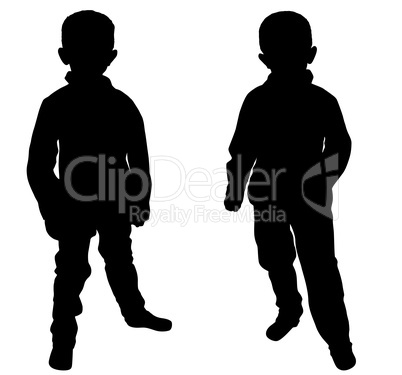 Silhouettes of two little boys