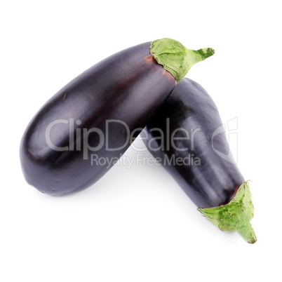 ripe eggplants isolated on white background