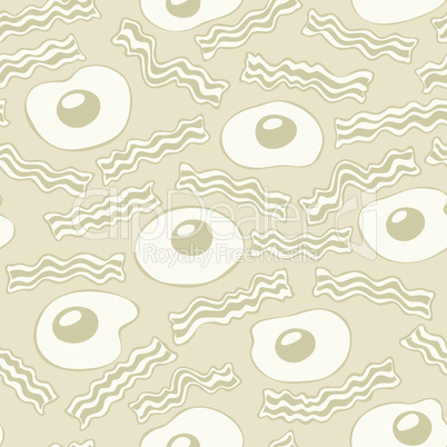 Breakfast With Bacon and Eggs Seamless Vector Pattern Light