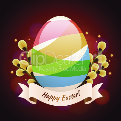 Happy Easter Greening Card With Colored Egg