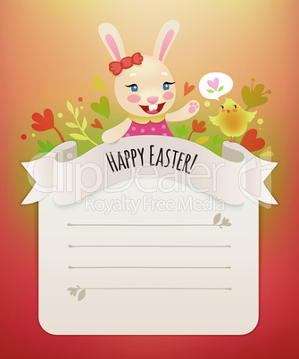 Happy Easter Bunny Girl Greeting Card.