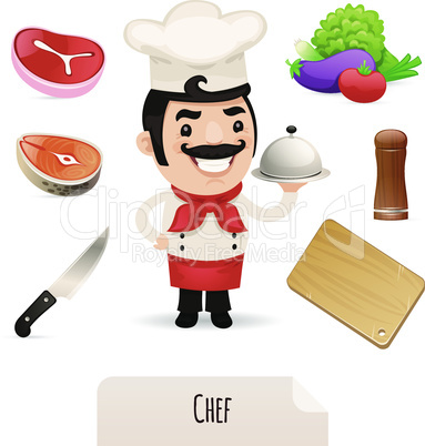 Male Chef Icons Set