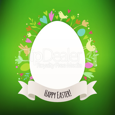 Beautiful Green Easter Card With Symbols of Spring