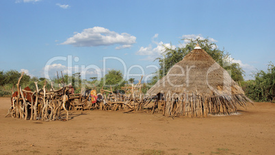 Traditionelles Haus der Hamer, Äthiopien, Afrika