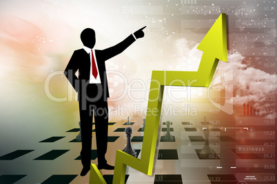 Business man looking financial graph Business man looking financial graph
