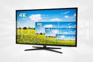 4K television display with comparison of resolutions