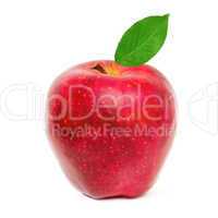 red apple with leaf