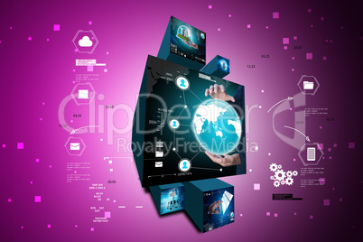 Businessman presenting global network media concept