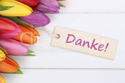 Danke mit Tulpen Blumen