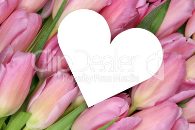 Tulpen Blumen mit Herz als Symbol der Liebe zum Muttertag oder V