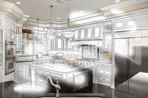 Beautiful Custom Kitchen Design Drawing and Photo Combination