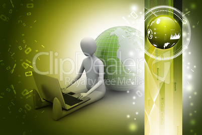 3d person with e mail symbol and laptop