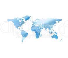 World Map With Blue Cloud Sky
