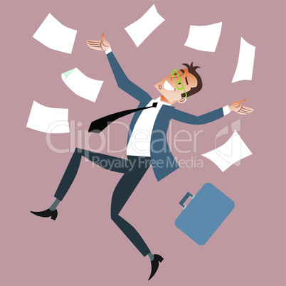 Businessman throws paper