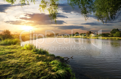 Sundown over river