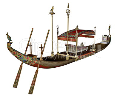 Egyptian sacred barge with throne - 3D render