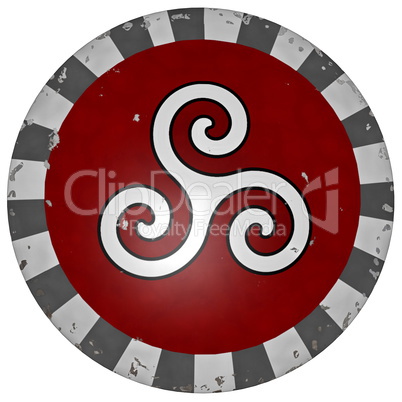Greek shield with triskell symbol - 3D render