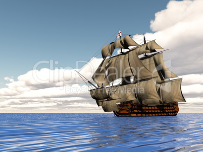 Old ship HSM Victory - 3D render