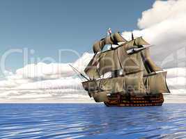 Old ship HSM Victory - 3D render