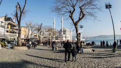 time lapse photography, people walking Ortakoy square