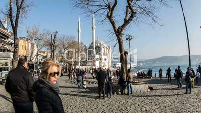 time lapse photography, people walking Ortakoy square