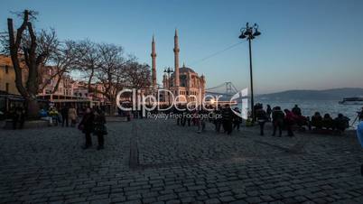 time lapse photography, people walking Ortakoy square