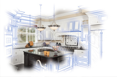 Beautiful Custom Kitchen Design Drawing and Photo Combination