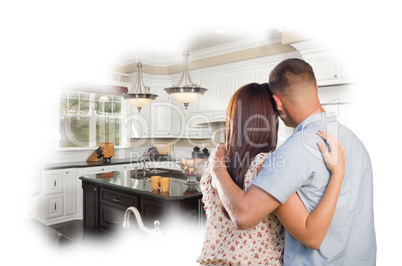 Daydreaming Young Military Couple Over Custom Kitchen Photo Thou