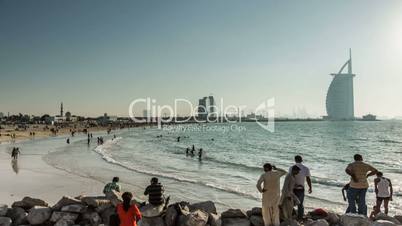 Time Lapse Photography crowd in Jumeirah Beach