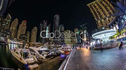 city life at Dubai Marina with skyscraper