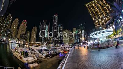 city life at Dubai Marina with skyscraper