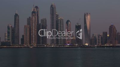 sunset view of Dubai skyscraper in United Arab Emirates UAE