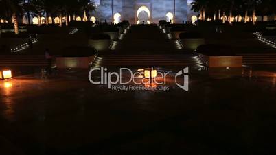 Sheikh Zayed Grand Mosque Abu Dhabi UAE, night tilt shot