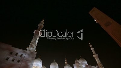 Sheikh Zayed Grand Mosque Abu Dhabi UAE, night tilt shot