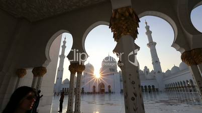 amazing sunset time lapse at Sheikh Zayed Grand Mosque Abu Dhabi UAE