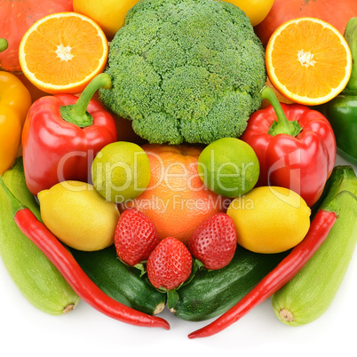 fruits and vegetables isolated on white background