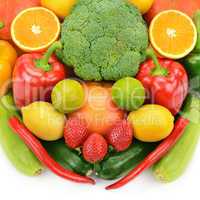 fruits and vegetables isolated on white background