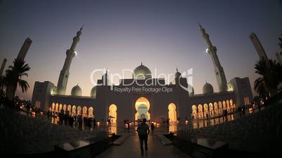 time lapse Sheikh Zayed Grand Mosque Abu Dhabi UAE, sunset