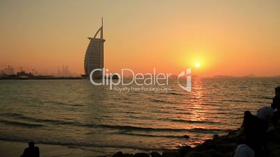 time lapse Burj Al Arab at sunset