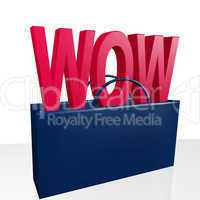 Shopping bag with word WOW