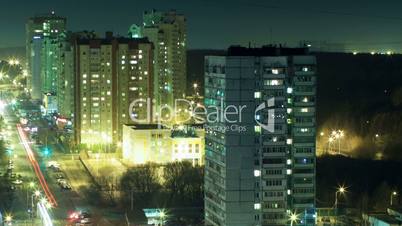 Timelapse of night life in big city