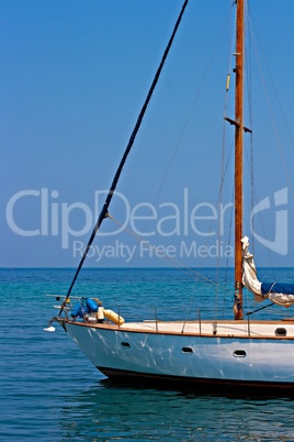 Digital painting of a yacht moored in harbor