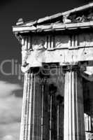 Mono marble columns and pediment of Parthenon
