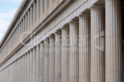 Close-up of marble Stoa of Attalos colonnades