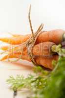 baby carrots bunch tied with rope