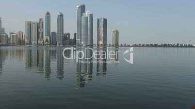 reflection on the lake with clouds Sharjah City