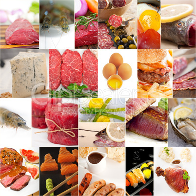 high protein food collection collage