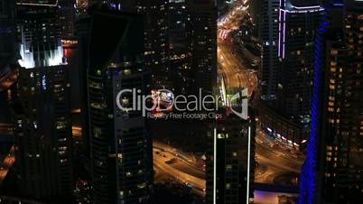 time lapse aerial view Downtown Road with Dubai Marina