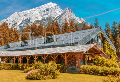 Beautiful building in the middle of mountains valley